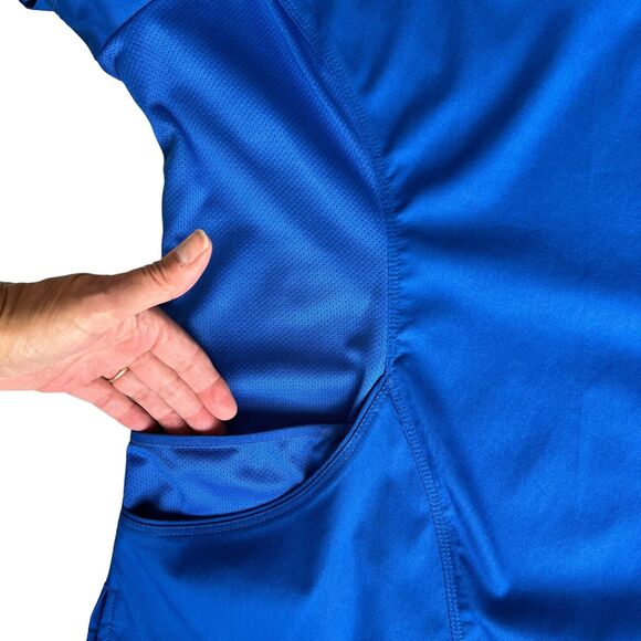 Cherokee LUXE Sports Mock Wrap Scrub Top Large Breathable Blue Medical Uniform - Picture 4 of 15